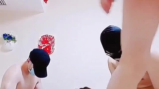 拖鞋家居日韩AV-白皙皮肤呆萌小姐姐！情趣耳朵抓屌吸吮！头套男怼着骚穴猛操，骑乘姿势打桩机，无套内射。